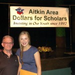 Auxiliary member Noel Bailey presents scholarship award to Maren Butenhoff